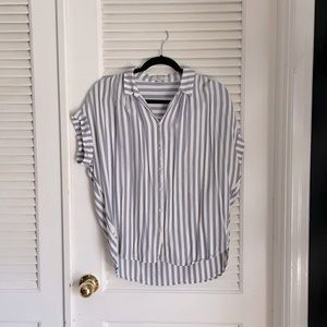 Madewell blue and white striped button down top